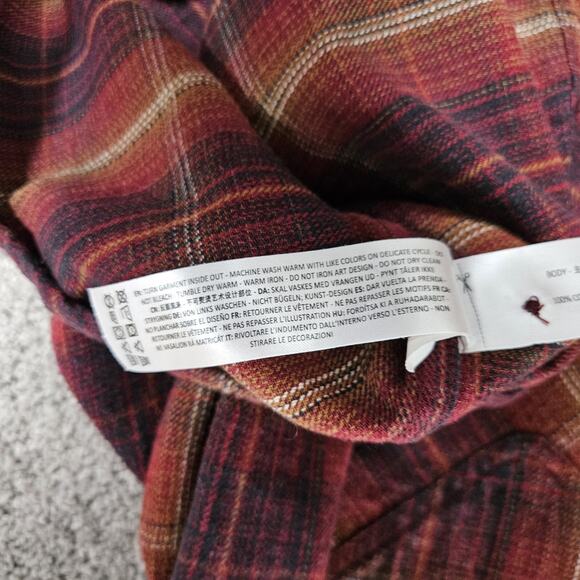 Ariat Shirt Mens 3XL Red Flannel Hiller Retro Fit Pearl Snap Plaid Western Work - Picture 8 of 13